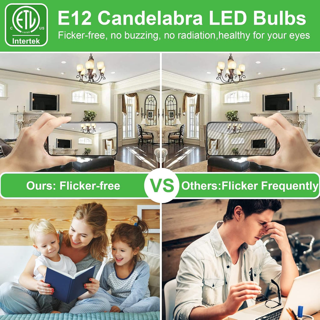 E12 LED Light Bulb Candelabra 60W Equivalent 4000K Natural White