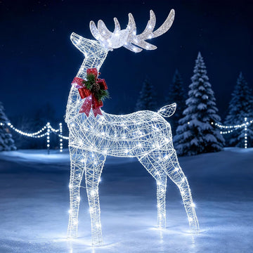 4.4 FT Christmas Lighted Reindeer, Outdoor Christmas Decorations