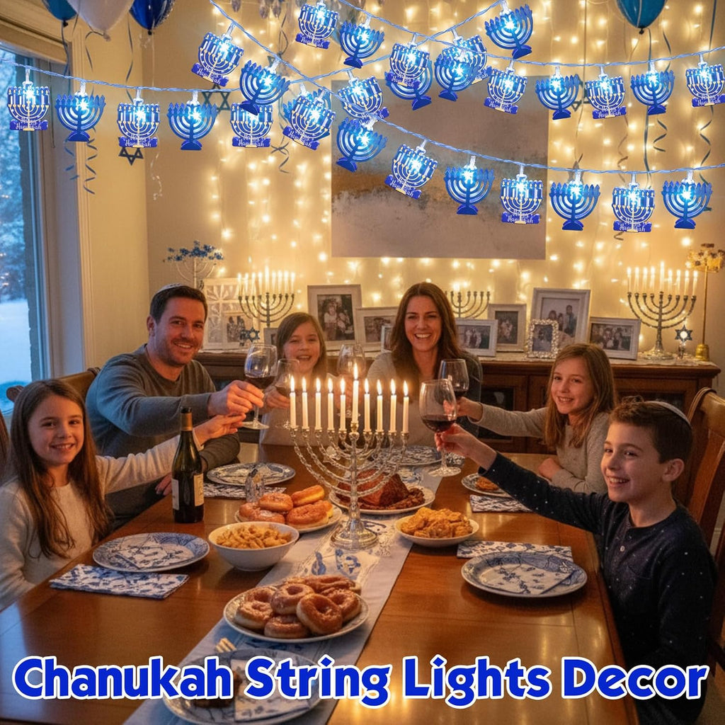 Strings 20 Feet 40 LED Hanukkah Lights Battery Operated - Set of 2