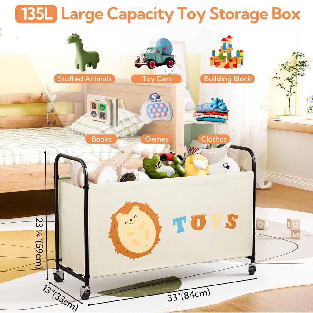 Large Toy Box for Girls, Toy Chest Storage with Wheels