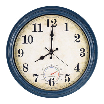 Wall Clock Battery Operated Silent Rustic Wall Clocks Coastal Wall Decor 16 Inch Blue