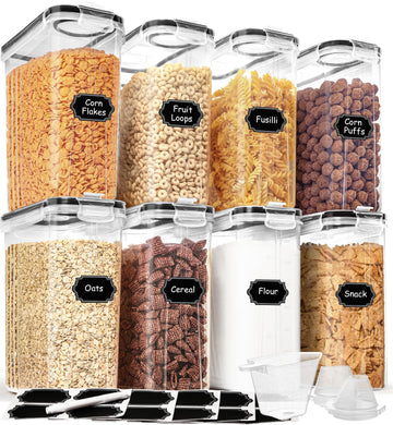 Cereal Containers Storage Set (4L / 135.2oz), 8PCS Airtight Food Storage Containers with Lids, Cereal Dispensers