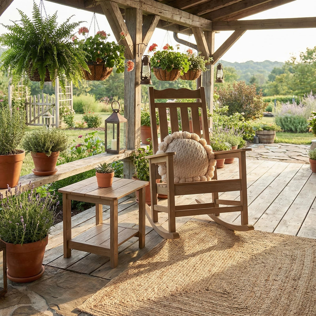 Patio Rocking Chairs Set of 2, All-Weather Outdoor & Indoor Porch Rocker with 400 lbs Weight Capacity, Front Porch