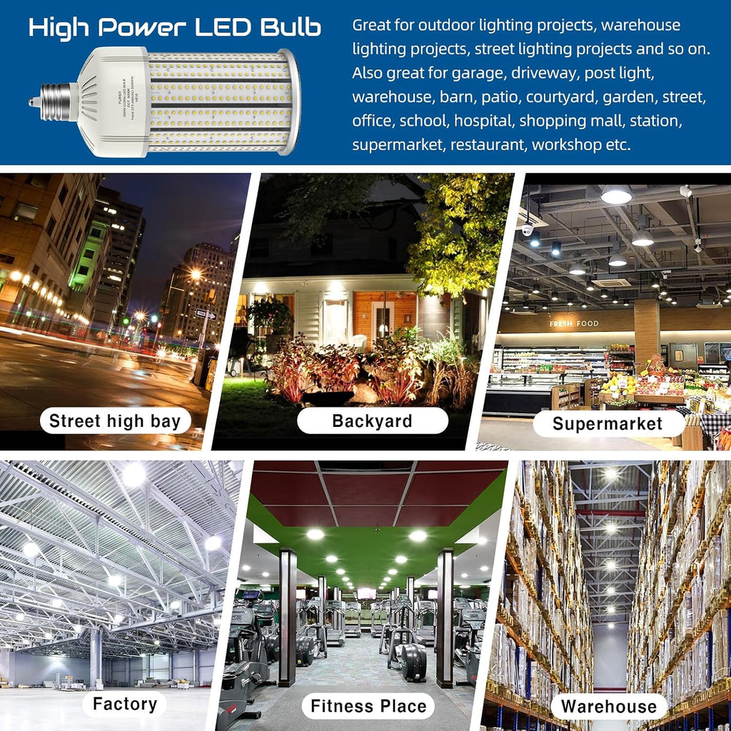 LED Corn Light Bulb, 277-480V 200W E39 LED Bulb Mogul Base 5000K,21000 LM Replacement 1200W HPS/MH for Indoor Outdoor