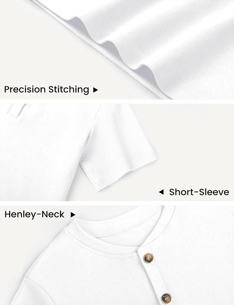 Boys Henley Short Sleeve Shirts Kids Cotton T Shirts Summer Tops