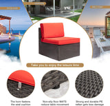6 Pieces Patio Furniture Sets Outdoor Sectional Sofa All Weather PE Rattan Patio Conversation Set Manual Wicker Couch with Cushions and Glass Table (Red) A106-B08HKRVKL9