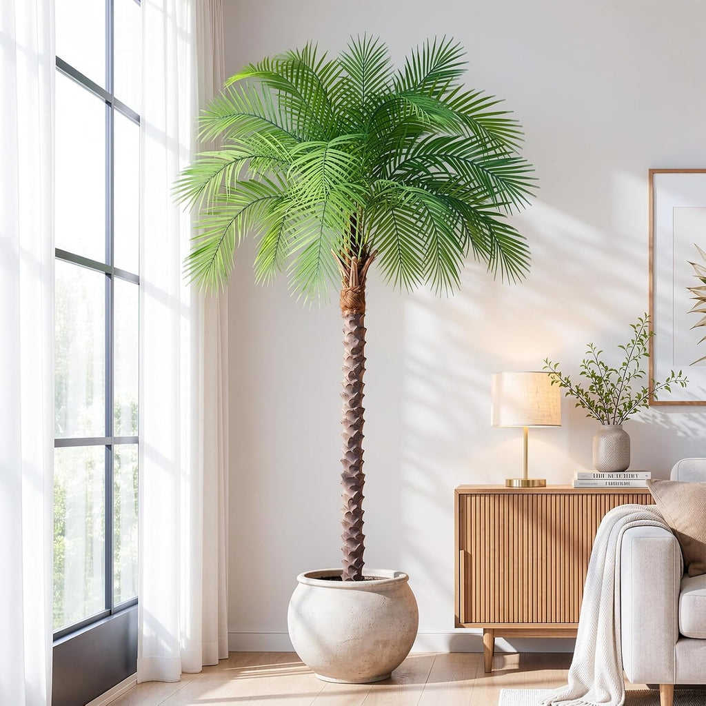 6ft Artificial Phoenix Palm Tree, Tall Faux Palm Plant with 18 Adjustable Leaves