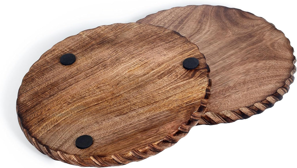Wooden Round Trivet for Hot Dishes Plates & Pots Holder Hot Pad & Dining Table Décor Cookware Heat - Set of 2