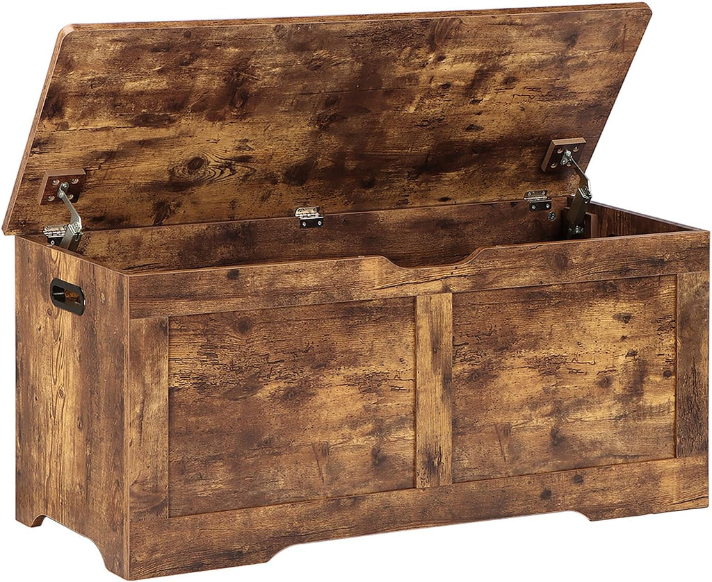 39.4" Storage Chest, Wooden Storage Bench, Lift Top Toy Chest | Large Toy Box with 2 Safety Hinges, Entryway Bench