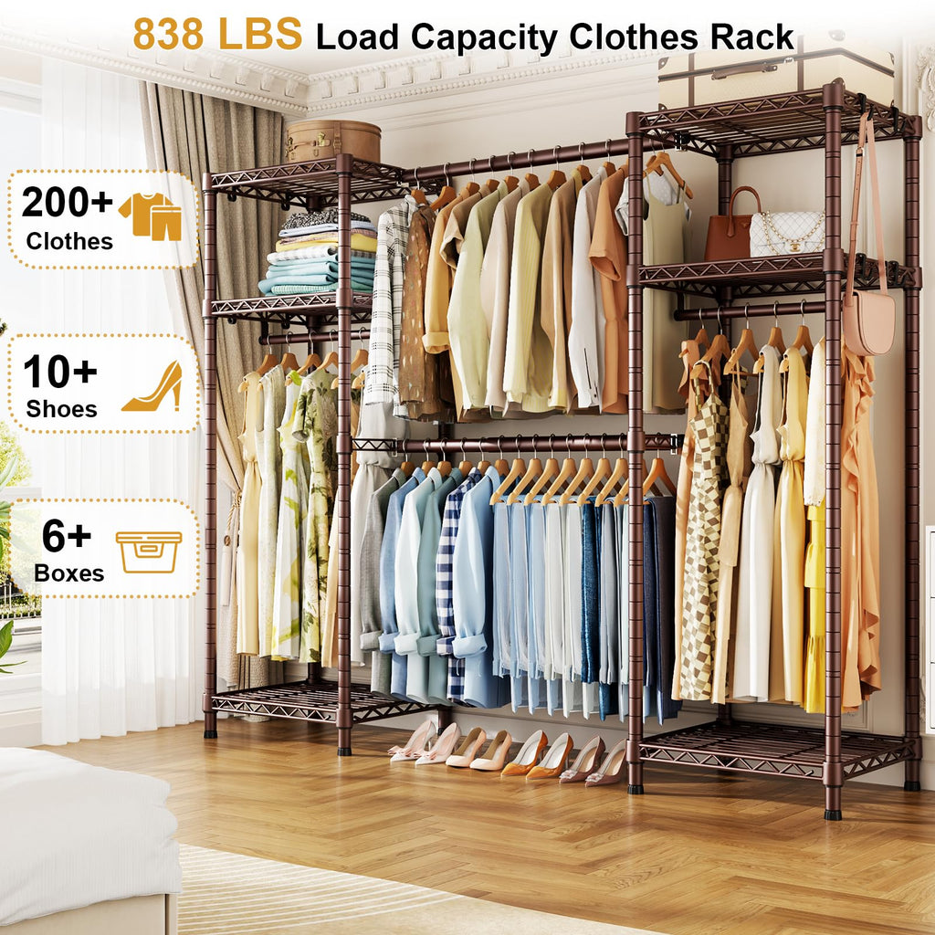 E7 Heavy Duty Closet Garment Rack, Clothes Storage Organizer System