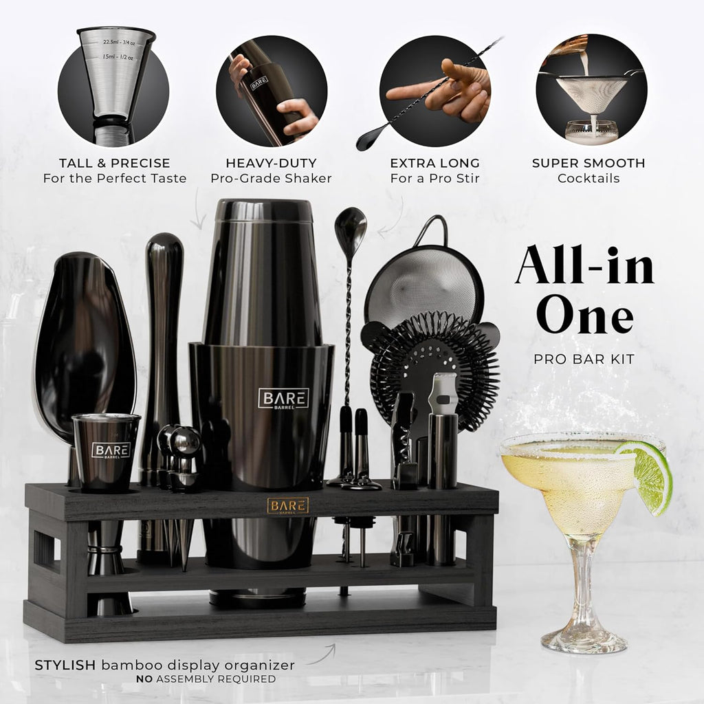 Mixology Bartender Kit Bar Set | 16-Piece Cocktail Shaker Set | Martini Barware Mixing Tools Bartending | Incl. 35 - Set of 16
