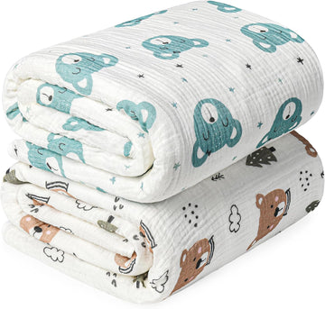 Rayon from Bamboo Swaddle Blankets for Newborn,2 Pack Breathable Soft Receiving Blanket,Large 41 x 41 inches Swaddle