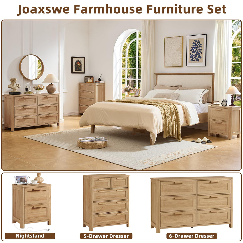 Farmhouse 6 Drawer Dresser, Natural