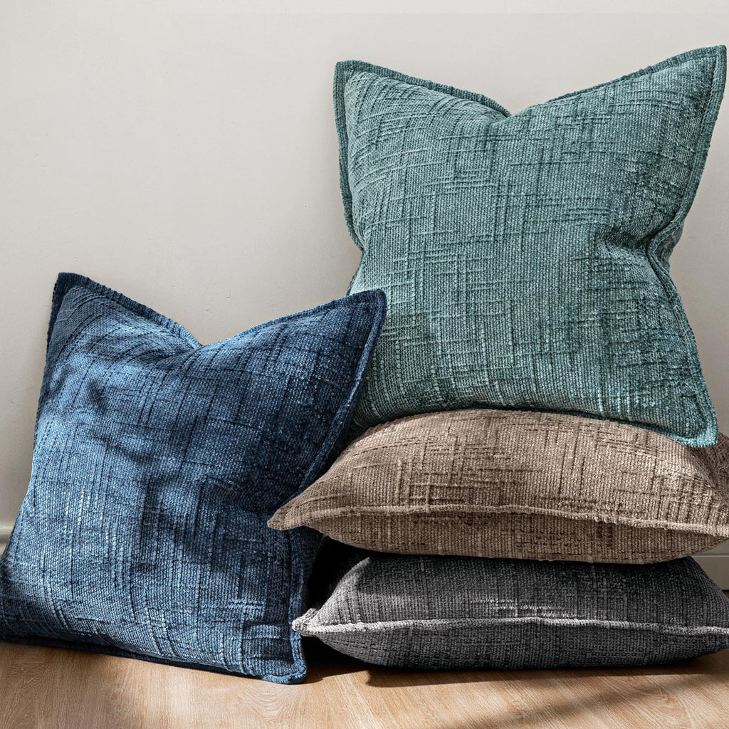 Slubby Textured Decorative Throw Pillow Covers Navy Blue 18x18