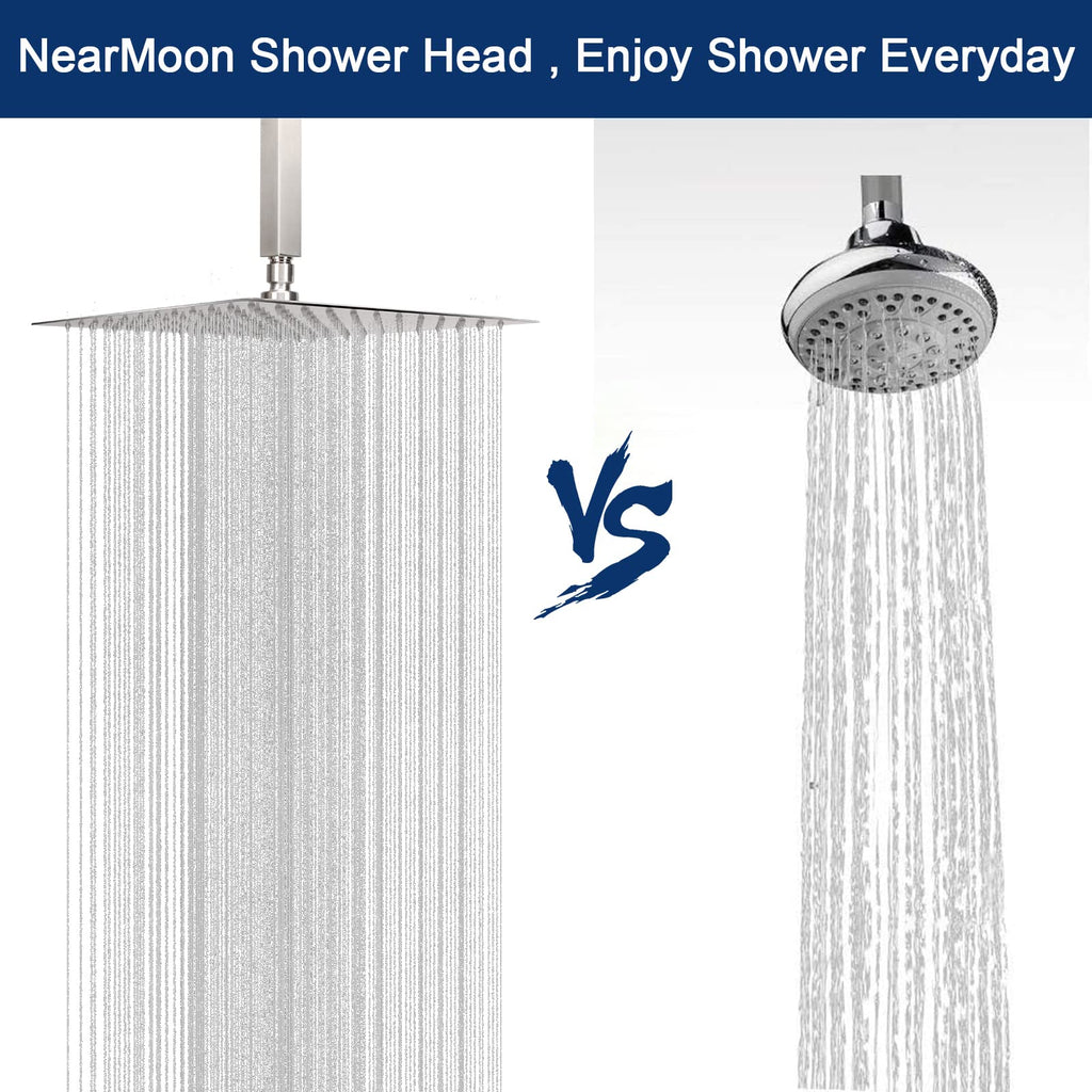 Rain Shower Head With Shower Arm, Ceiling Mount Square Shower, Stainless Steel Ceiling Rainfall Showerhead- Waterfall
