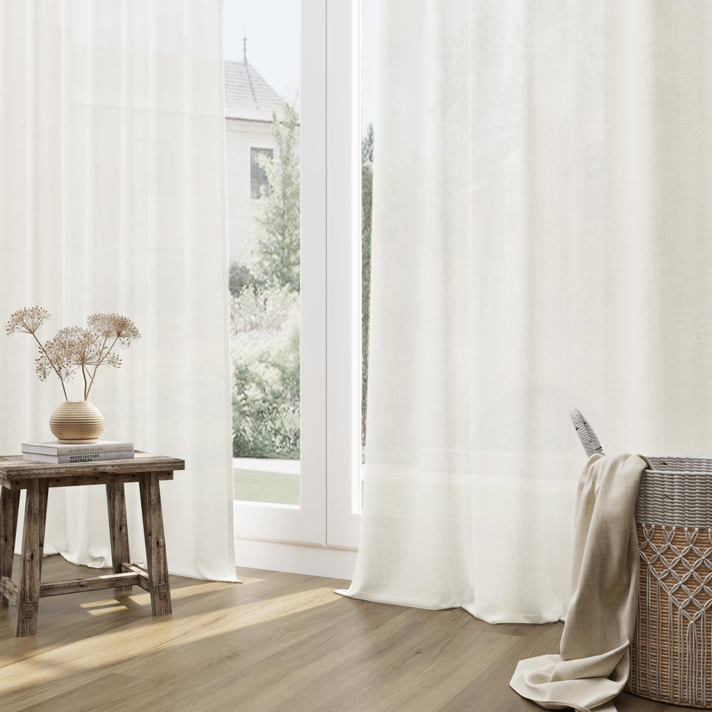 Extra Long Linen Curtains 130 Inch Rod Pocket Ivory Cream 2 Panels