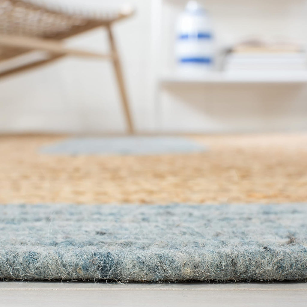 Braided Round Rug 6', Wool Light Blue & Gold BRD910H | 3/8" Pile, Handwoven, Wool & Jute Fibers, Indoor Rug
