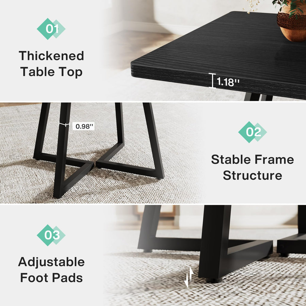 Square Dining Table for 2, 31.5" Industrial Dinner Table with Metal Base, Kitchen Table, Small Space, Apartment
