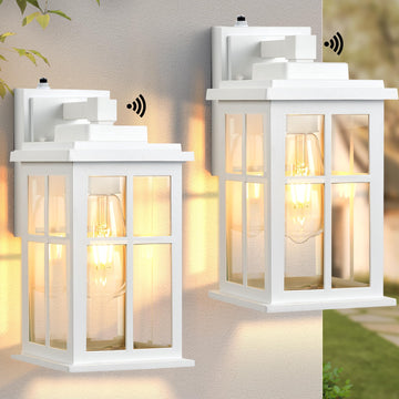 White Outdoor Light Fixture, 2 Pack Dusk to Dawn Exterior Lighting Fixtures, Anti-Rust Porch Lights, Dusk to Dawn