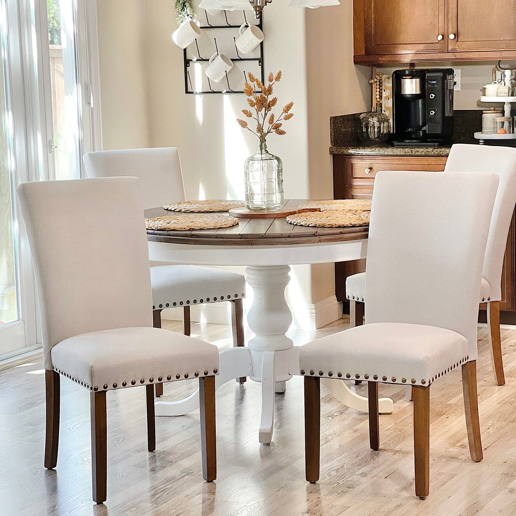 Upholstered Parsons Set of 4, Beige