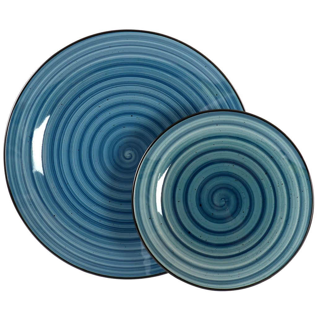 Gia 24 Piece Stoneware Dinnerware Set (Dark Blue)