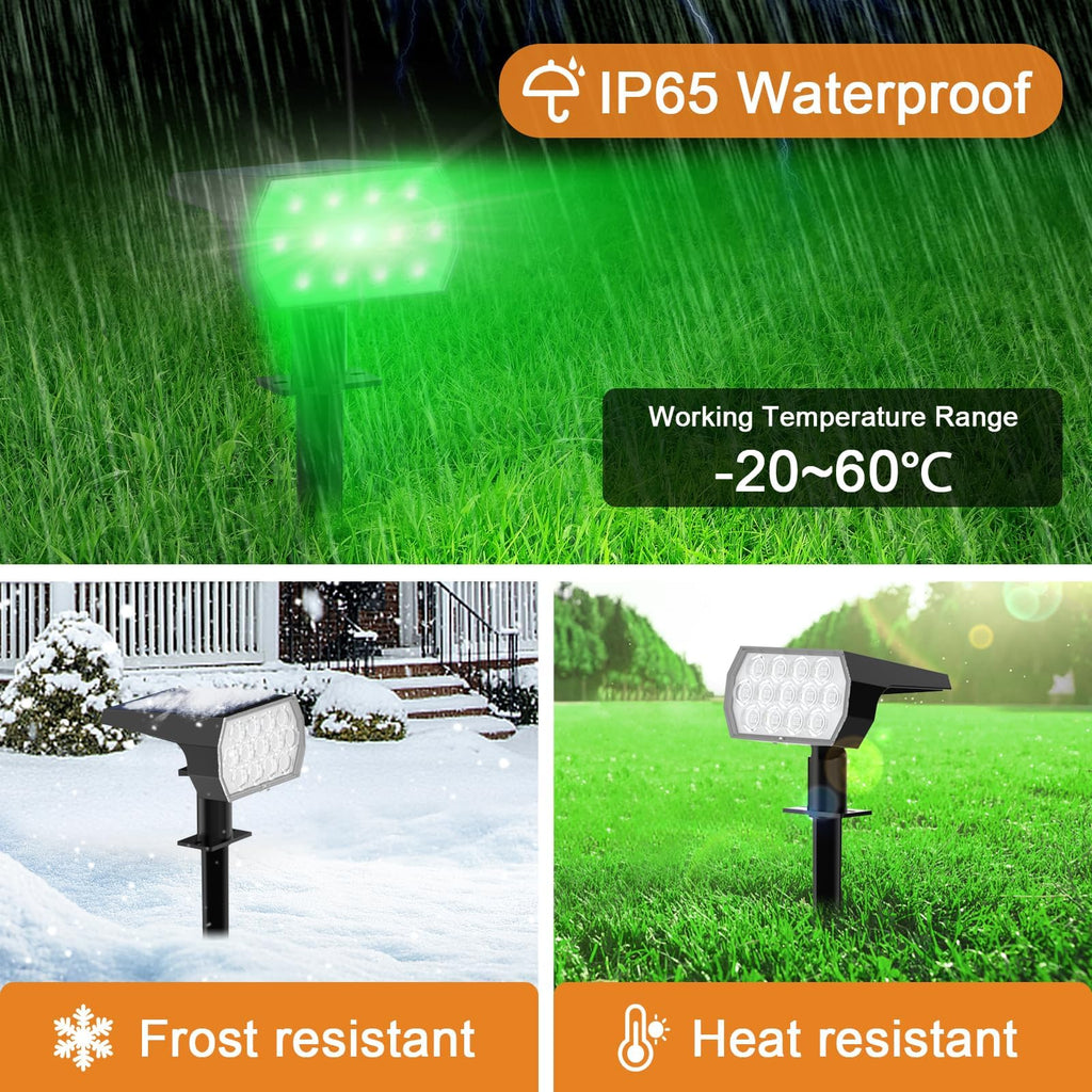 Solar Color Changing Spot Lights Outdoor, IP68 Waterproof, 2 Pack