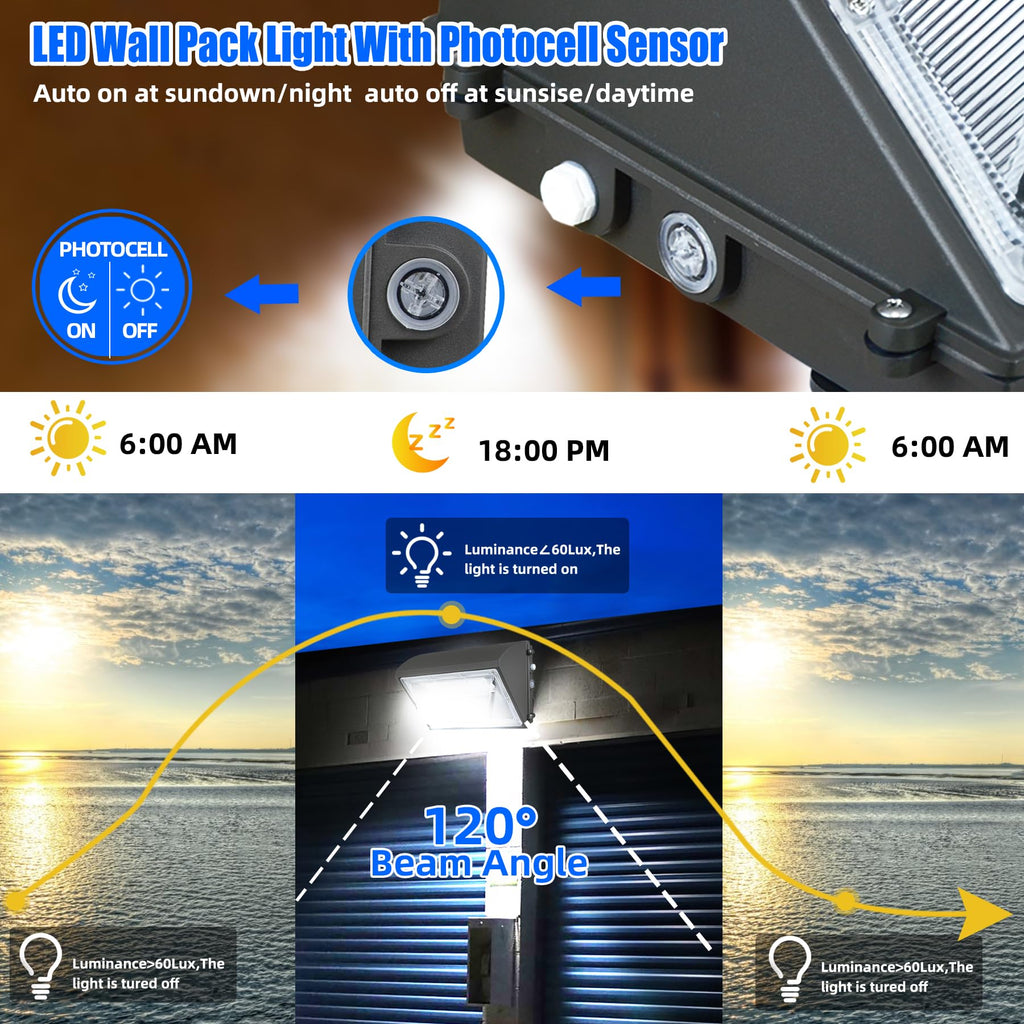 LED Wall Pack Light with Dusk to Dawn for Warehouse