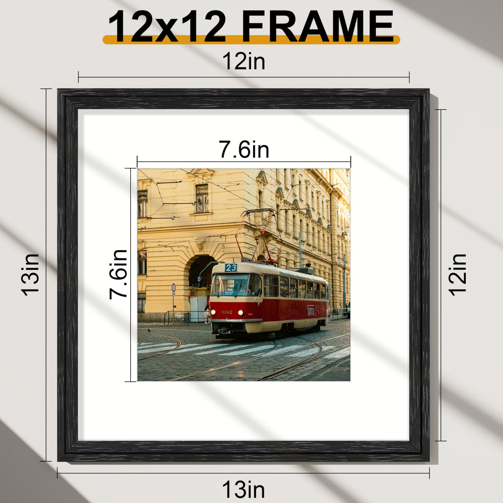 12x12 Picture Frames, Vintage Photo Frames, Distressed Black, 2-Pk