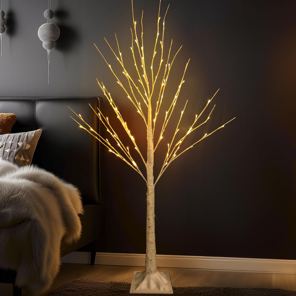 3 Pack Light up Birch Tree, 4FT 96 LED/ 5FT 120 LED/ 8FT 240 LEDs Pre lit Birch Christmas Tree for Xmas Indoor