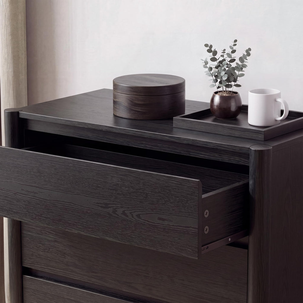 27.6" Wide Black 3 Drawer Dresser with Solid Wood Legs