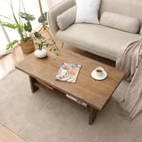 Farmhouse Wood Coffee Table - 43.4” Mid Century Modern Wooden Coffee Tables