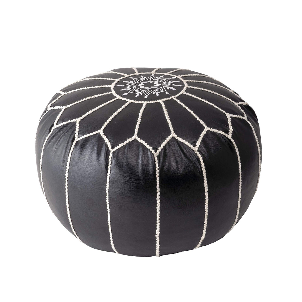 Classic Moroccan Faux Leather Filled Ottoman Pouf