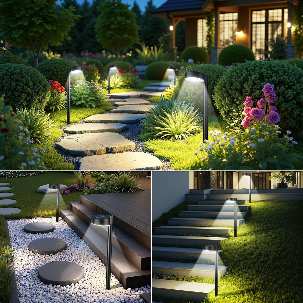 12 Pack Solar Pathway Lights Outdoor, 12 Brighter LED Solar Lights Outdoor Waterproof, Up to 12 Hrs Modern Path Light