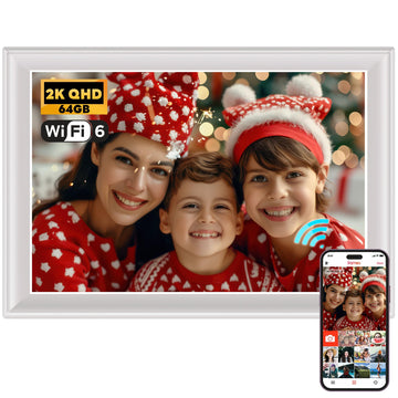 64GB 2K Digital Photo Frame, WiFi6, 10.5 Inch, White