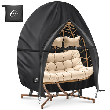 Patio Egg Chair Covers Waterproof, 500D Upgraded Outdoor Hanging Egg Chair Covers with Waterproof Zipper, Double Seat