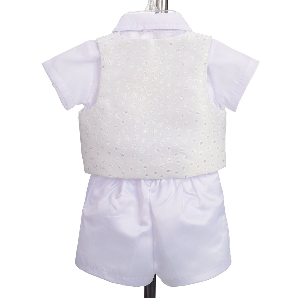 Baby Boys' Christening Clothing Baptism Outfit 5 Pieces Suit Set with Bonnet Hat Size 9-12 Months, Short Sleeves
