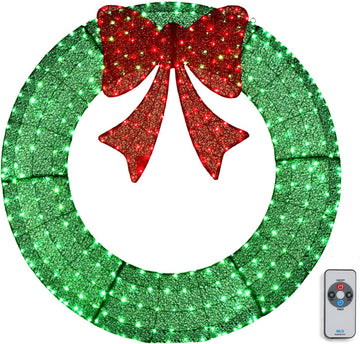 48in Lighted Outdoor Christmas Wreath, Green