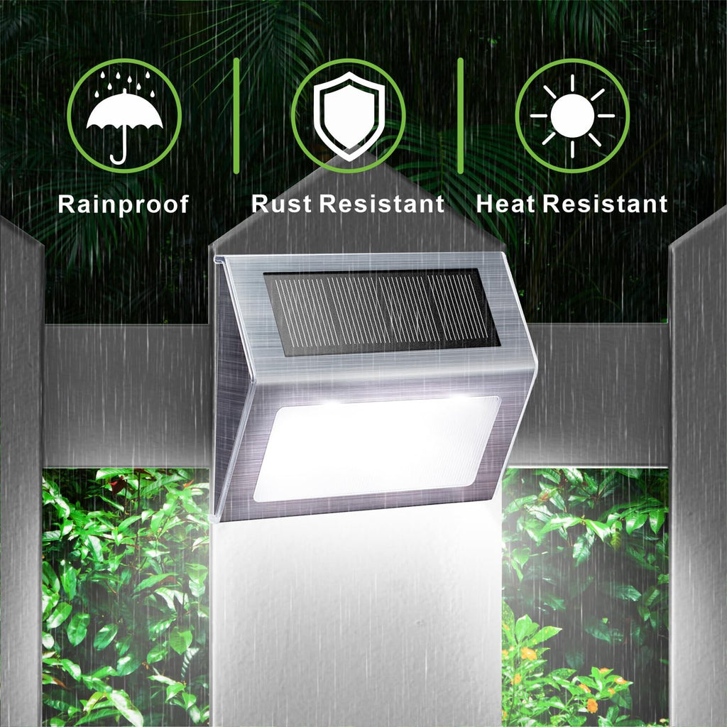 White Solar Lights for Deck Step Fence Post, SST Housing, 6 Pack