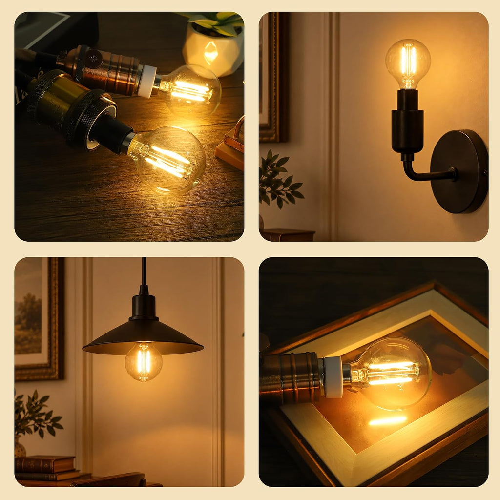 G16.5 LED Bulbs E12 Candelabra Light Bulb 2W,2700K Warm White,Free-Filcker