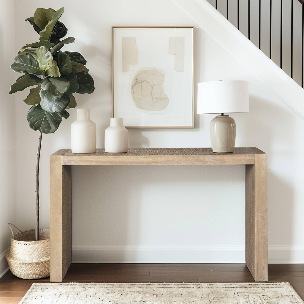 Monterey Console Table, Minimalist Open Design, Solid Wood, Cottage Slim Behind Sofa Table with Woodgrain Finished