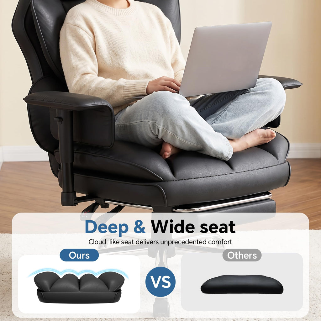 Big and Tall Gaming Chair 400lbs, Heavy Duty Office Chair with Footrest, High Back Computer Chair with Thick Padded