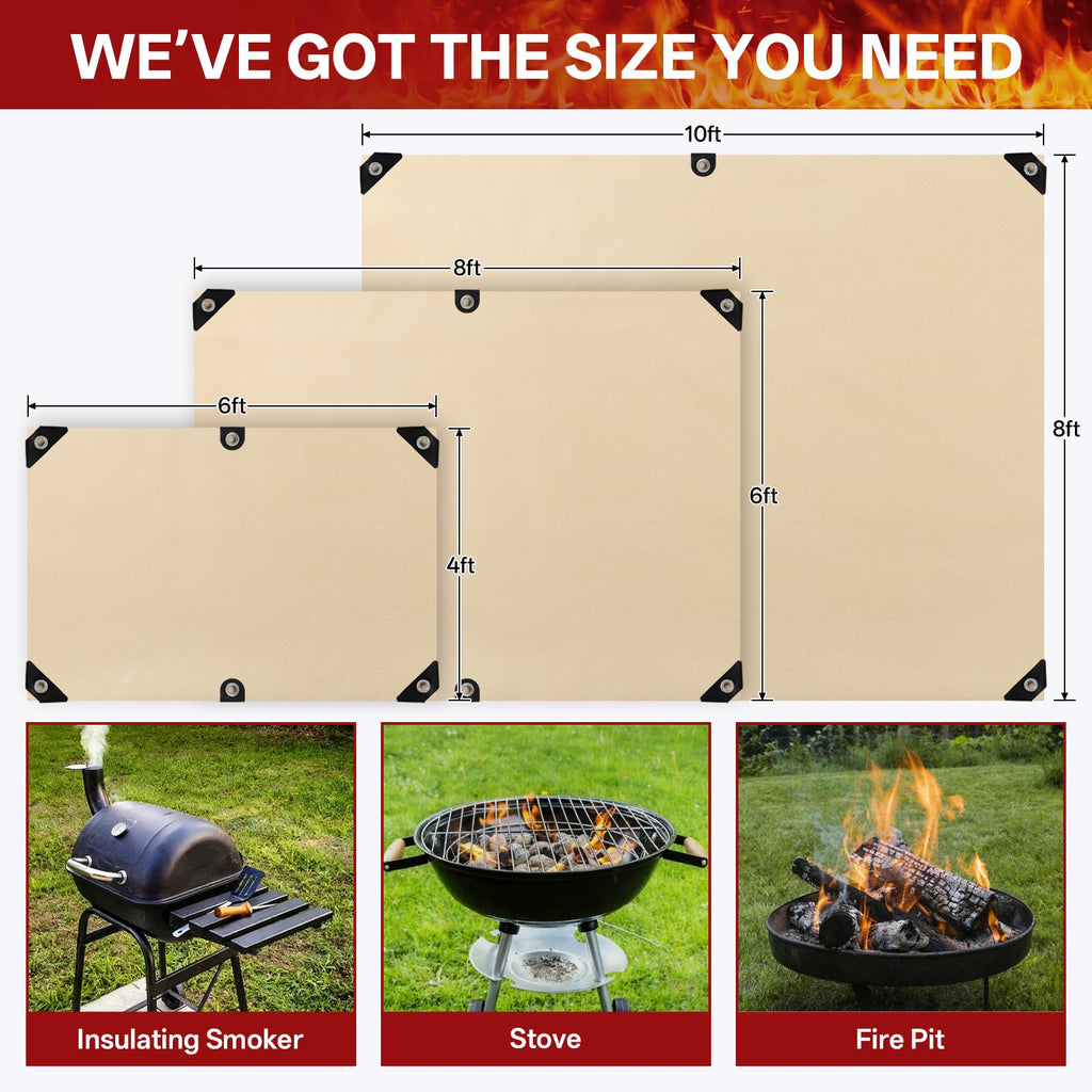 Welding Blanket Fire Resistant Large 4x6 ft - Fiberglass Flame Retardant Fabric 1022 °F High Temp Heat Shield