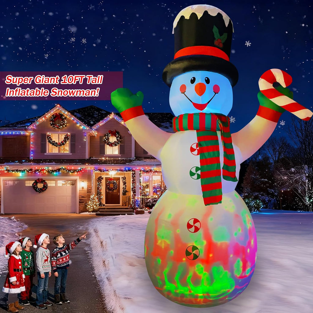 10 Ft Inflatable Christmas Snowman with Candy Decoration for Yard Lawn Garden Home Party Indoor Outdoor