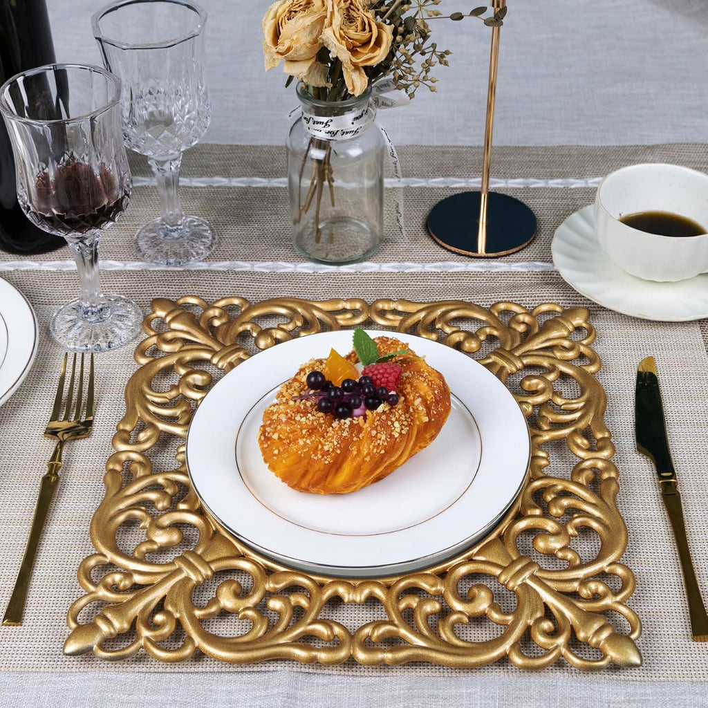 12" Gold Charger Plates, Mirror Chargers for Dinner Plates - Set of 6