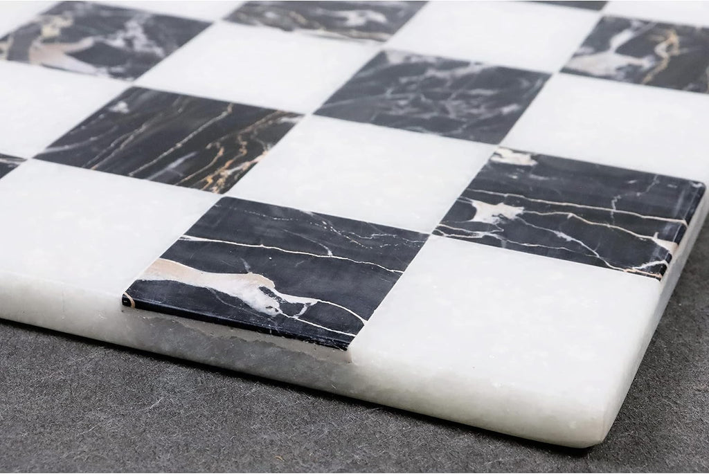 15'' Borderless Marble Stone Luxury Chess Board - Black and White Stone