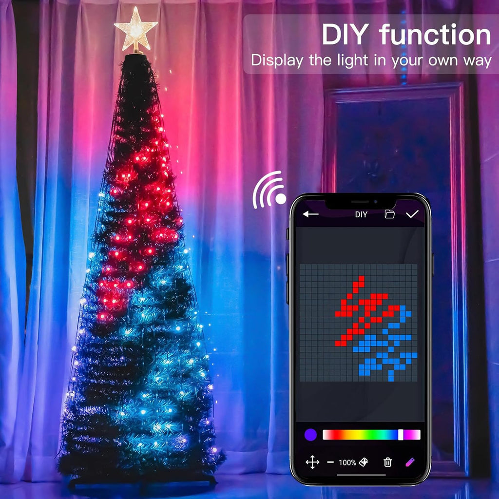 7ft Smart Christmas Tree Lights, 400 LED RGB+White, DIY 16 Million Colors & 12 Modes, App & Remote Control