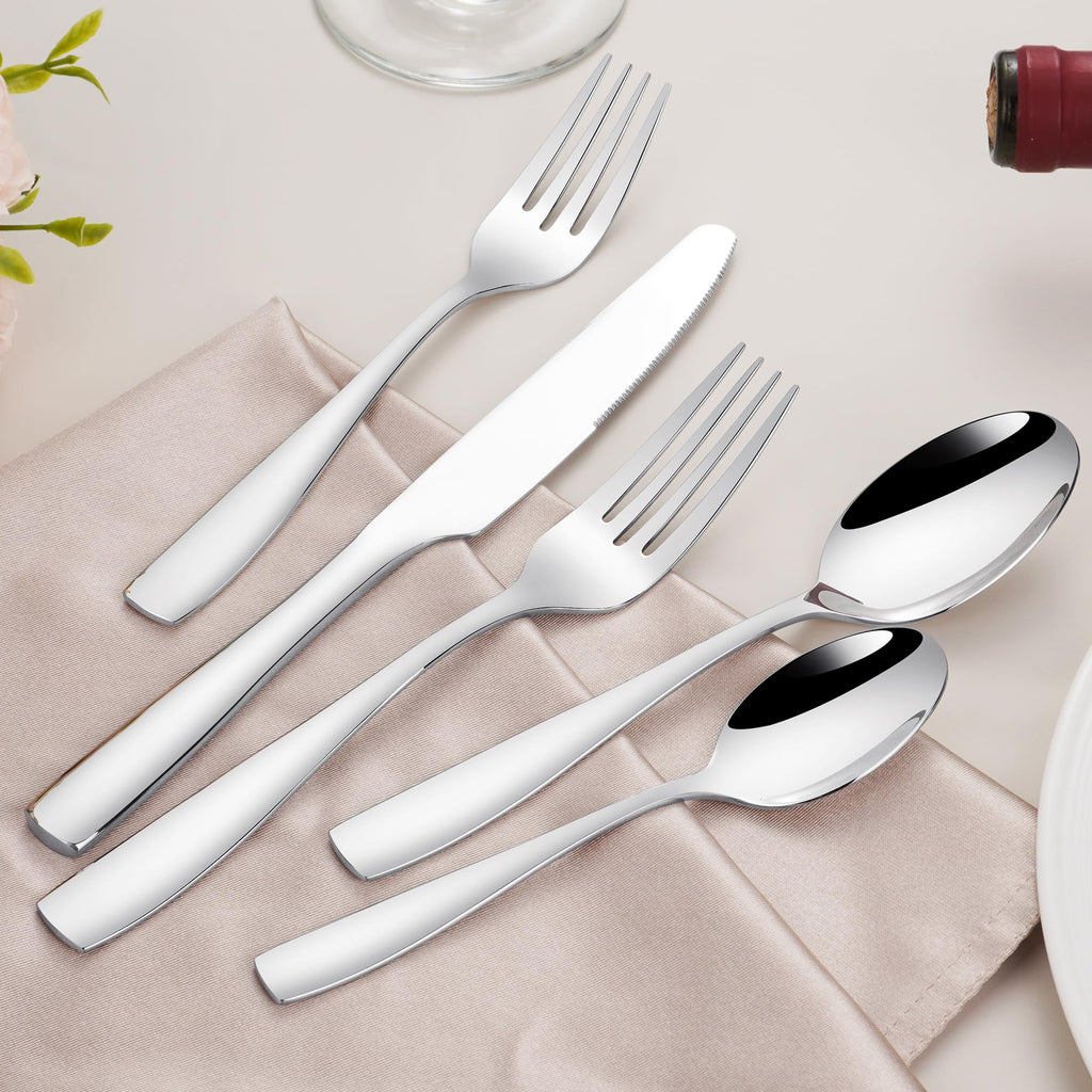 60 Piece 18/10 Stainless Steel Silverware Set for 12, Heavy Flatware Set