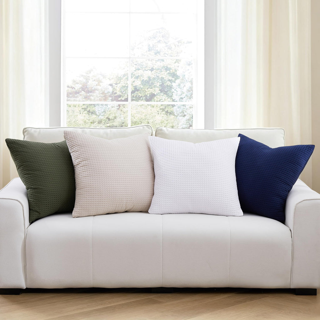100% Egyptian Cotton 600 TC Waffle Weave Throw Pillow Covers 4 Pack
