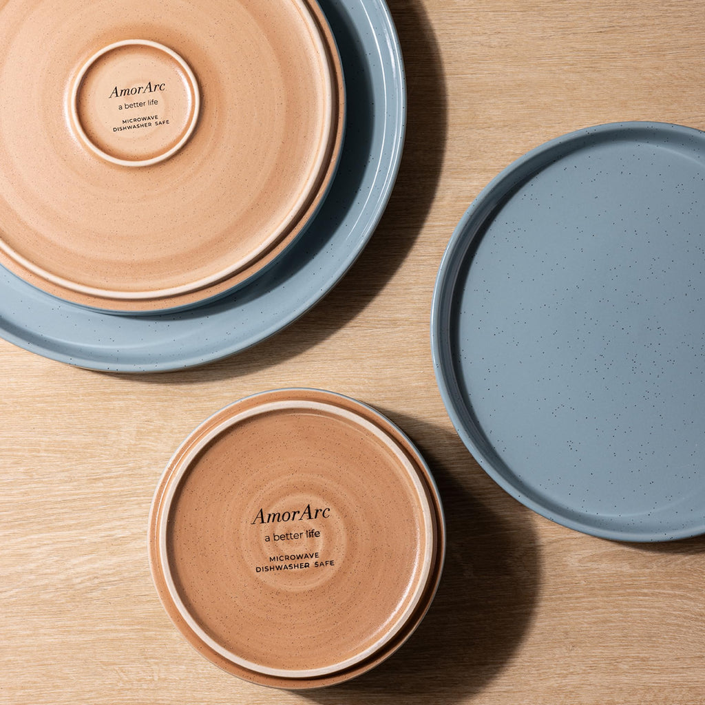 Stoneware Dinnerware Sets for 6,18Pcs Plates and Bowls Set