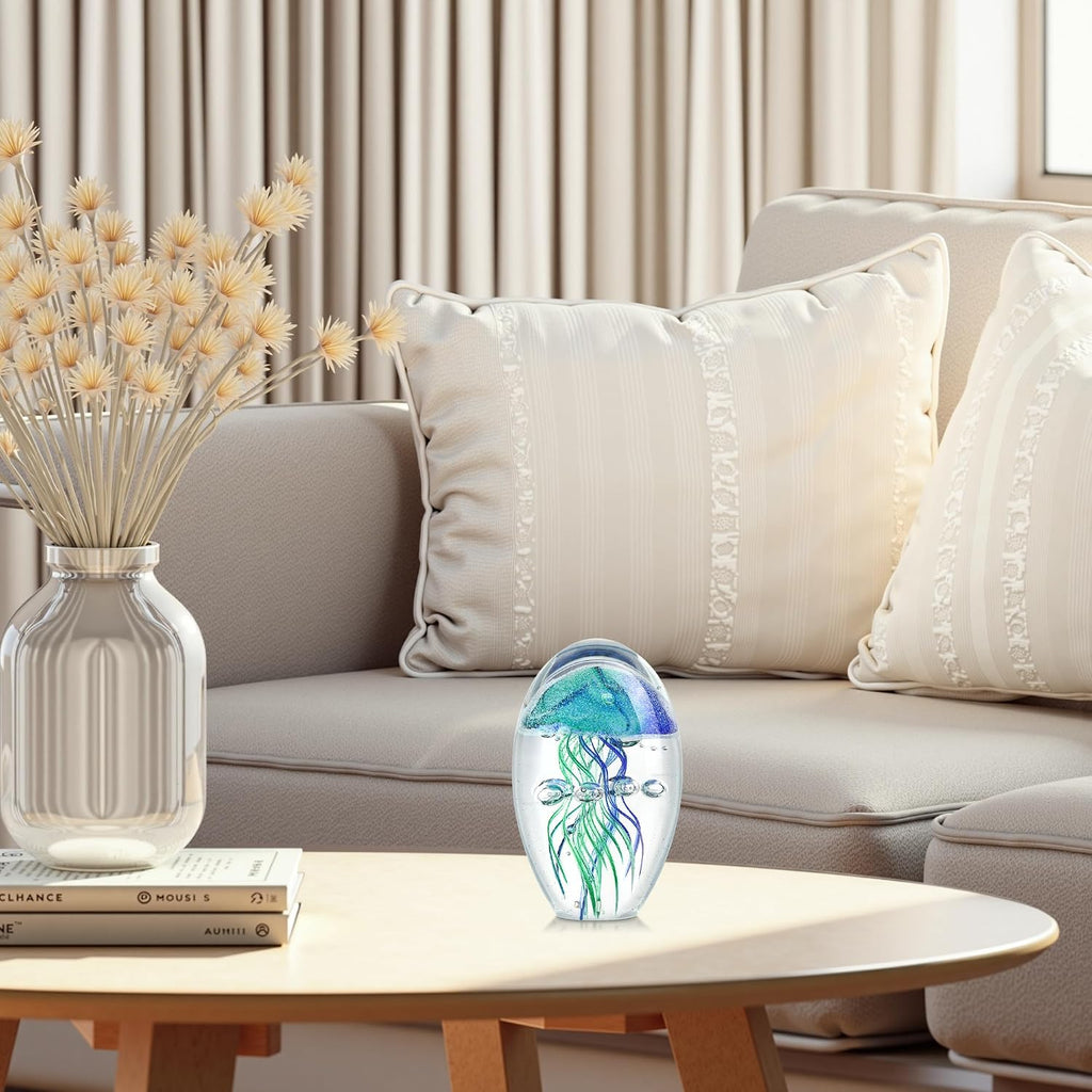 Hand Blown Glass Jellyfish Figurine